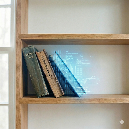 Illustration of books on a shelf